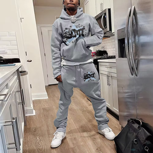 Men's <b>Winter</b> Solid Hoodie Suit Two-piece Heat-Transfer Printed Sportswear Casual <b>Bell</b> Pants Set Y2k Streetwear Anti-Bacterial - Product Image 2