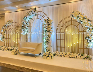 South Asian Wedding Stage Decor Metal Arches Moroccan Wedding Stage Metal <b>Frames</b> Golden Metal Panels For Wedding Stage Decor USA - Product Image 4