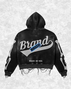 Studios Women's <b>Skeleton</b> Print Hoodie & Pants Set Streetwear Outfit Black <b>Full</b> Sleeve Zipper Knitted Breathable Autumn Wear - Product Image 2