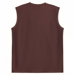 Custom Men Textured Muscle Tee Wholesale Chocolate Brown Blank Workout Sleeveless T Shirt Plain Gym Vest Custom <b>Logo</b> Casual - Product Image 4