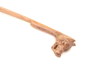 Cuchara de zapatos de madera tallada a mano con forma de lobo, mango largo, hecha a mano, rústica, ayuda para el calzado, regalo único para hombres, decoración del hogar - Product Image 2