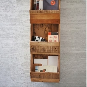 Wooden <b>Wall</b> <b>Mounted</b> Storage <b>Shelf</b> Double Tier Rustic Style For Living Room Neatening And Organization - Product Image 5