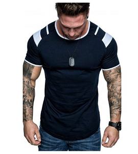 T-shirts pour hommes 2024 de haute qualité, coupe ajustée, style streetwear, ourlet incurvé, panneau sur l'épaule, 100% coton, hip-hop, extensibles, tendance, grandes tailles - Product Image 4