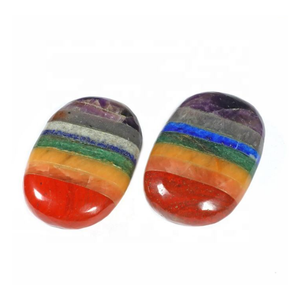 Premium Chakra Bonded Stones Semiprecious Stone Craft 7 Chakra Bonded Palm Stone Carved Engraved Stones for Jewelry - Product Image 1