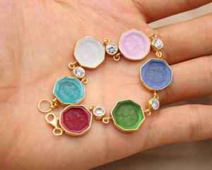 กำไลข้อมือแก้วสีรุ้งธรรมชาติ แกะสลักลายลงบนแก้ว เงินแท้ 925 ทำมือ สไตล์วินเทจ คลาสสิก ได้รับการรับรองจาก GIA เครื่องประดับคาเมโอหลากสี - Product Image 5