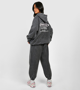 Conjunto Deportivo de Dos Piezas Unisex Crescent Wear 2026, Estilo Desgastado con Lavado Ácido, Oversize, de Algodón, Ropa Deportiva Casual de Secado Rápido - Product Image 3