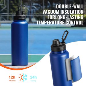 Bottiglia di acqua isolata in acciaio inossidabile con coperchio a bocca larga in metallo - Product Image 4