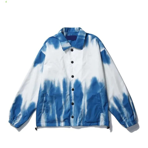 Chemise-veste en coton tie-dye pour homme, coupe décontractée, col rabattu, couleur dégradée, manches longues, vêtement d'extérieur pour le printemps - Product Image 3