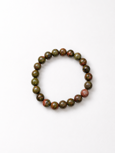 Unakite Women's <b>Beaded</b> Jade <b>Bracelet</b>-Romantic Style Made in Rajasthan - Product Image 3