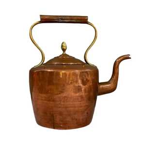 <b>Antique</b> Brass Teapot with Ornate Curved Handle Polished Gold Finish Long Spout Domed Lid Handcrafted Traditional Vintage Kitc - Product Image 1