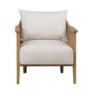 Mindi Wood Accent Chair with Rattan Accents Polyester Blend Upholstered <b>for</b> <b>Living</b> <b>Room</b> - Product Image 2