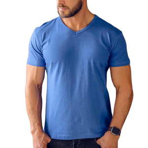 T-shirt rouge à manches courtes pour homme, 100 % coton, coupe classique, col rond, jersey décontracté, couleur unie, design simple - Product Image 5