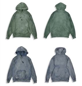 Sudaderas con capucha de algodón polar vintage desgastadas, sudaderas básicas con lavado ácido, sudaderas con capucha de mezcla de algodón de alto gramaje, sudaderas con capucha vintage desgastadas. - Product Image 2
