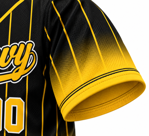Camiseta de Béisbol Sinewy para Hombre, Personalizada con Nombre y Número, Rayas Negras y Amarillas, Sublimada, de Secado Rápido, Manga Corta, Corte Regular, para Adultos - Product Image 4