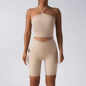 Conjunto de Yoga Tie Dye sin Costuras para Mujer, Venta al Por Mayor, Personalizado, de Secado Rápido, con Sujetador Deportivo y Pantalones Cortos de Cintura Alta con Relleno en el Pecho para Entrenamiento y Fitness - Product Image 3