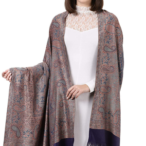 Luxury Women Kashmiri <b>Pashmina</b> Rose <b>Blue</b> Shawl Winter Warm Ethnic Jamawar Wrap Dupatta Stole Scarf Wholesales Supply - Product Image 3