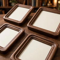 Set Bingkai Foto Klasik Ramah Lingkungan Kayu Walnut Paradise Craft 4 Bingkai Persegi Panjang Minimalis Vertikal Dapat Dipasang di Dinding