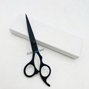 Ciseaux de barbier professionnels de haute qualité pour droitiers en acier inoxydable noir mat avec fonction de coupe, logo personnalisé et emballage - Product Image 5