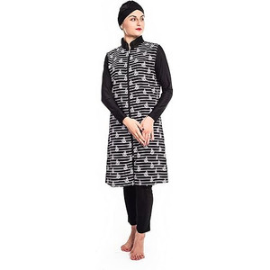 Factory Sales Muslim Swimwear Women Islamic Long Sleeve Front Zipper Swimsuit Hijab 3 Piece Patchwork Burkinis Wear <b>Bathing</b> Suit - Product Image 5