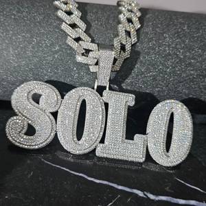 Collar con colgante de letra personalizada estilo hip hop, con incrustaciones de moissanita VVS, colgante de inicial 3D para hombre, joyería fina para raperos. - Product Image 3