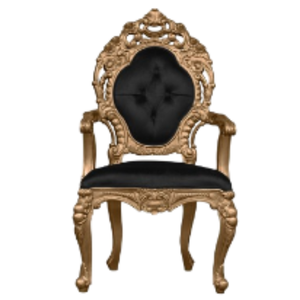 Sillón de Madera Estilo Victoriano con Tapicería Negra, Muebles de Jardín para Exteriores, Estructura de Madera Maciza Resistente - Product Image 1