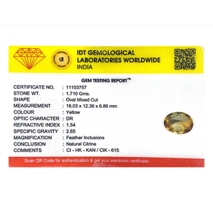 Natural Citrine Gemstone 8.55 Carat Certified IGI Fine Quality Yellow Orange Red Mineral for Jewelry Making - Product Image 4