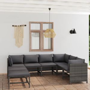 Conjunto de Muebles de Jardín Mediano con Ratán PE Gris y Acero con Recubrimiento en Polvo - Product Image 1