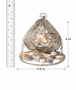 Bolso de mano mini de lujo para mujer, con bordado de perlas, pedrería y diamantes de imitación, dorado, para noche o boda, F S INTERNATIONAL, hecho a mano - Product Image 4