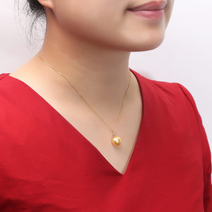 Collier en perles d'or de Nanyang 18 carats, pendentif en perle de mer naturelle de 9 à 13 mm, pendentif simple en une seule pièce, collier fin - Product Image 4