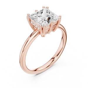 Anillo de Compromiso de Diamantes con Corte Princesa en Oro Rosa para Mujer, Estilo Clásico - Product Image 1