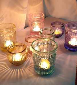 Porte-bougie tealight au meilleur prix, élégant, en verre côtelé rond, disponible auprès d'un fabricant indien - Product Image 6