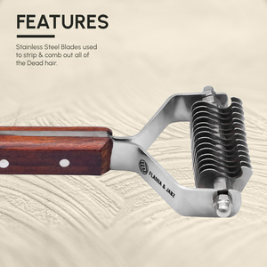 Flamia & Jabz Stainless Steel Dog Grooming Comb Wooden Handle 6 Blades Classic Style <b>Pet</b> Hair Removal Tool - Product Image 2