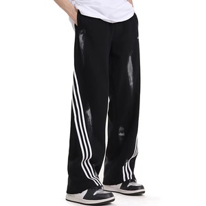 Customized Straight Corduroy Eco-Friendly Breathable Vintage Tape Side Wide Leg Sporty Pants Unisex Oversized Sweatpants 100% - Product Image 4
