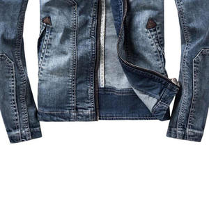 Veste en jean en toile pour homme, personnalisée, de haute qualité, respirante, 340g, avec fermeture éclair, broderie de logo frontal, style streetwear - Product Image 6