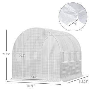 Serra a tunnel alta 9.7FT X 6.5FT X 6.5FT con copertura in PE ecologica, porte con cerniera, finestre a rete e telaio in acciaio, serra passabile - Product Image 3