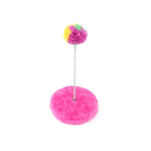 Yommy <b>Cat</b> Scratcher <b>Toy</b> 14cm Base 25cm Height Pink PomPom <b>Interactive</b> Play For <b>Cats</b> - Product Image 2