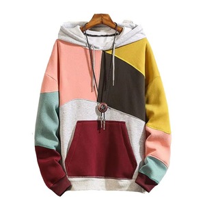 Sweat à capuche personnalisé pour homme, multicolore, patchwork, en molleton, coupe oversize, style streetwear, coloré, tricoté - Product Image 1