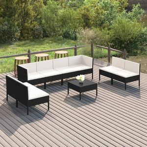 Grand ensemble de salon de jardin modulaire en rotin PE noir - Product Image 1