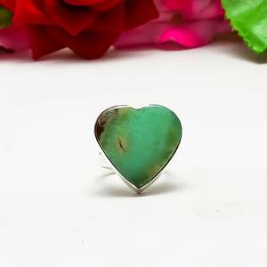 Bague en chrysoprase de Boulder, argent sterling 925, faite à la main, bague d'amour pour femme, cadeau pour elle, bijoux - Product Image 1
