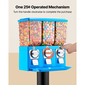 Máquina Expendedora de Dulces de Triple Compartimento con Soporte, Dispensador de Chicles Integrado para Venta de Dulces - Product Image 5