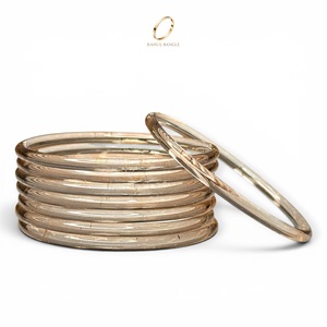 Everyday Wear Fashion Premium Jelly Peach Kashmiri <b>Glass</b> <b>Bangles</b> Set Trendy Wedding & Party Indian Jewelry at Wholesale Price - Product Image 5