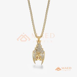 Colgante de Ala de Murciélago con Moissanita en Tono Dorado, Collar Hiphop, Joyería Urbana de Lujo, Regalo para Hombres y Mujeres, EE. UU. - Product Image 5