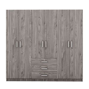 Armadio in Legno Grigio a 6 Ante con Grandi Cassetti per la Camera da Letto - Product Image 6