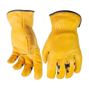 Heavy Duty Abrasion-Resistant Cowhide Grain Leather <b>Driver</b> <b>Gloves</b> Hand Protection for Household & Garden Safety <b>Gloves</b> - Product Image 2