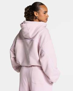 Sudadera con capucha rosa para mujer al por mayor, estilo casual oversize, de forro polar premium, con ribetes suaves - Product Image 2
