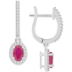 Pendientes de Plata de Ley 925 con Zafiro y Diamante, Disponibles con Esmeralda y Rubí, Joyería Fina - Product Image 5