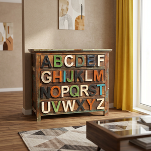Vintage Reclaimed Natural <b>Wood</b> Living Room Cabinets Storage Buffet Cabinet <b>Letters</b> Handcrafted For Hotel Farmhouse - Product Image 3