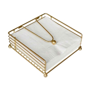 Wholesale Rustic Wood and <b>Black</b> Iron Napkin Organizer Square Desktop <b>Paper</b> Holder Stand Countertop <b>Tissue</b> for Dining For Home - Product Image 4