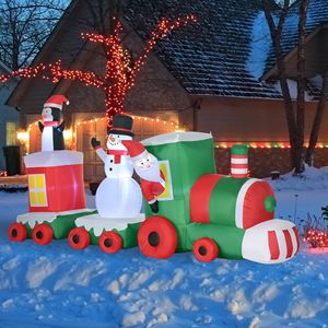 Treno di Natale Gonfiabile a LED di 3,35 Metri con Babbo Natale, Pupazzo di Neve e Pinguino per Decorazioni da Giardino - Product Image 2