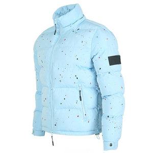 Chaqueta Acolchada con Capucha Azul Claro para Hombre, con Estampado por Sublimación, Cierre de Cremallera, Resistente al Viento, Ropa Casual de Invierno - Product Image 6
